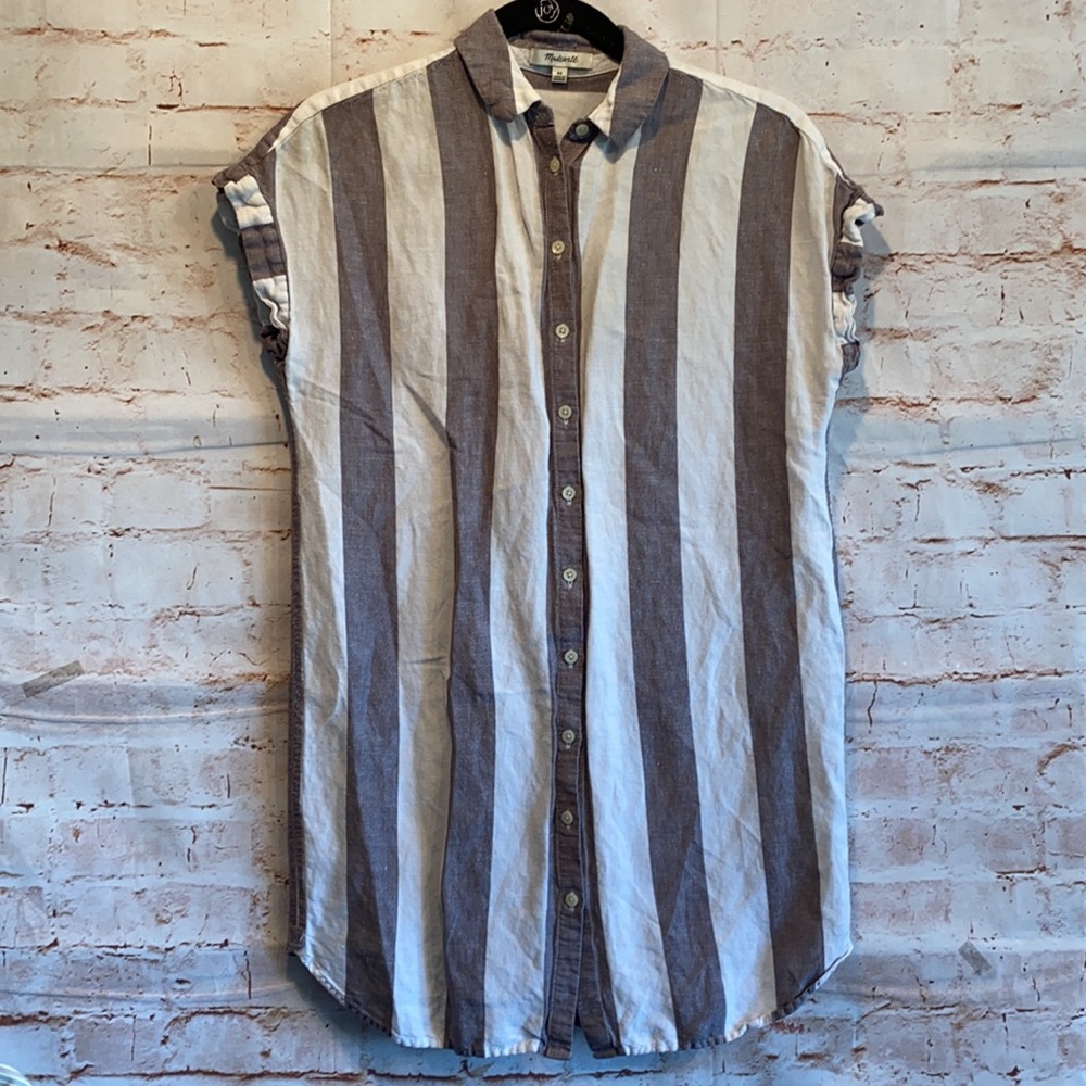 Madewell Maywood stripe linen blend shirt dress